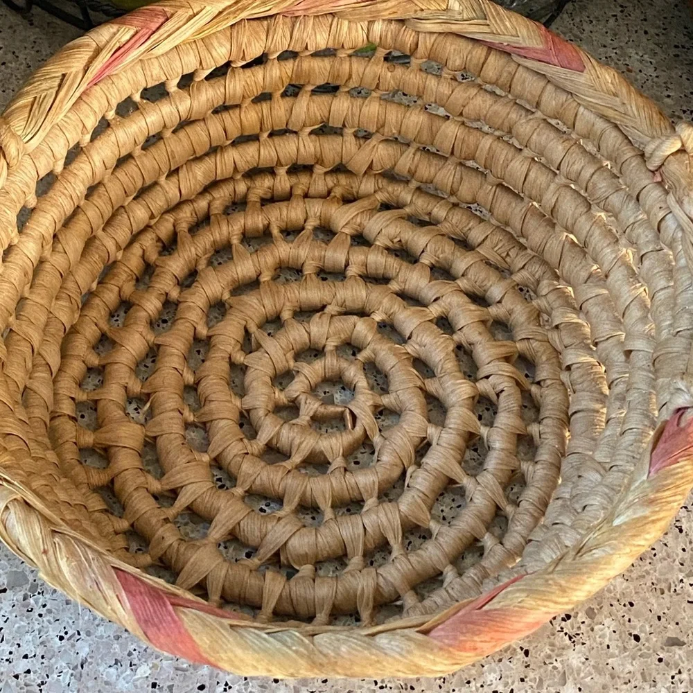 Vintage Hand Woven Basket With Handles